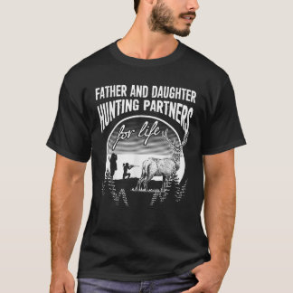 Camiseta Pai e Filha Parceiros de Caça Para a Vida Dia dos