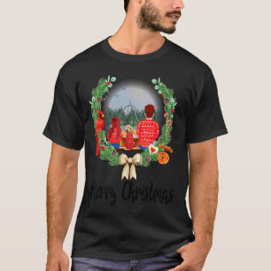 Camiseta Pai e Filha Pescando Família Combinando Natal