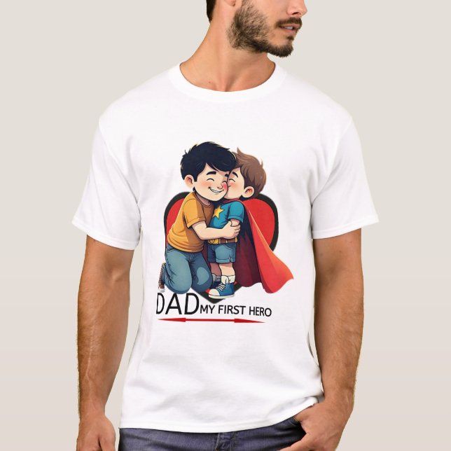 Camiseta Pai e Filho Abraçando o Dia de os pais (Frente)