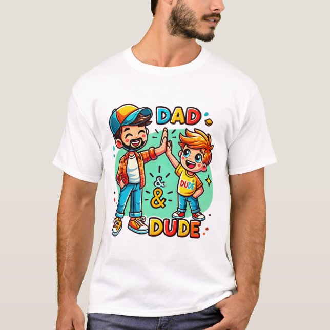 Camiseta Pai e Filho Diversão de Cartoon (Frente)