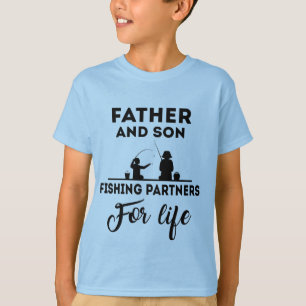 Camiseta Pai e filho pescando palavra-arte T-Shirt