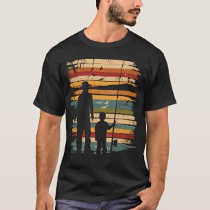 Camiseta Pai e filho que pescam a vintagem