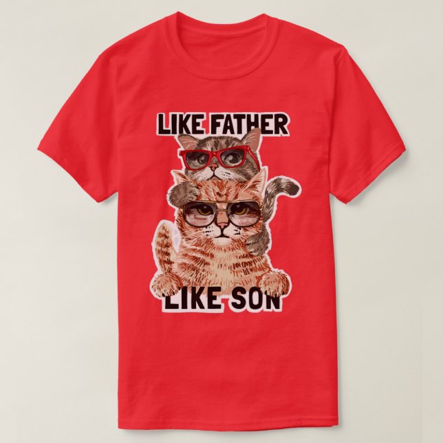Camiseta Pai e filho, slogan com a família de gatos em sung (Frente do Design)