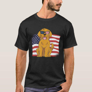 Camiseta Pai e Mãe Golden Retriever Bandeira Americana 4 de