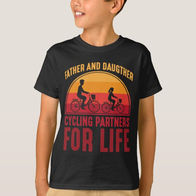 Camiseta Pai e Parceiros de Ciclismo de Filha para a Vida (Frente)