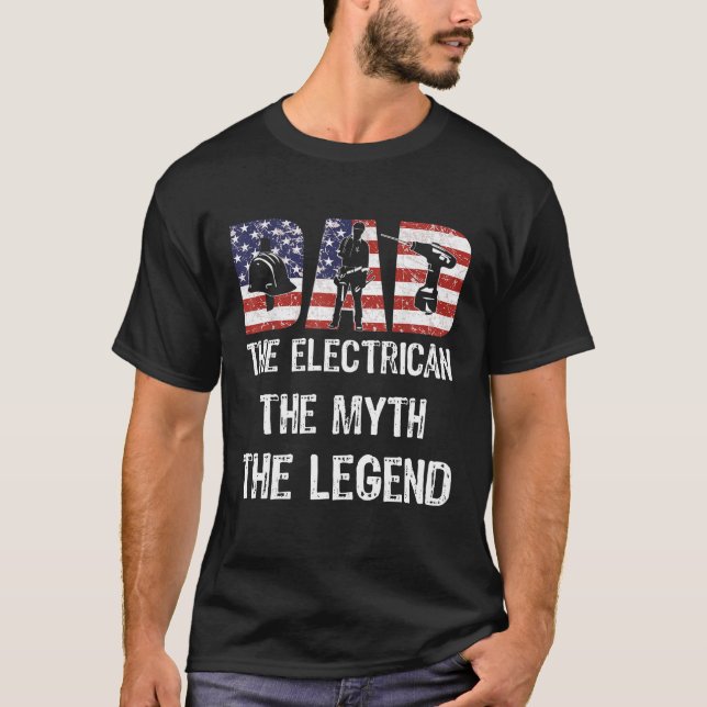 Camiseta Pai Elétrico Mito Lenda Lenda Americana Bandeira P (Frente)
