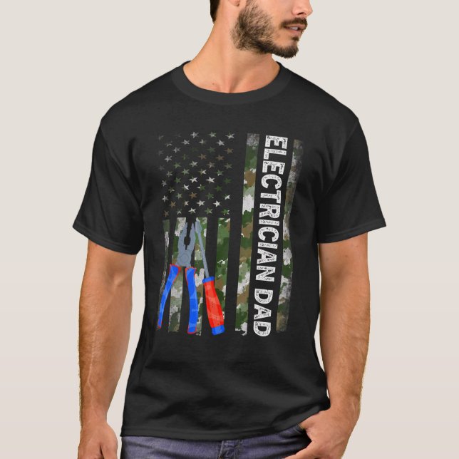 Camiseta Pai Eletrônico da Camouflage, Bandeira Legal Ameri (Frente)