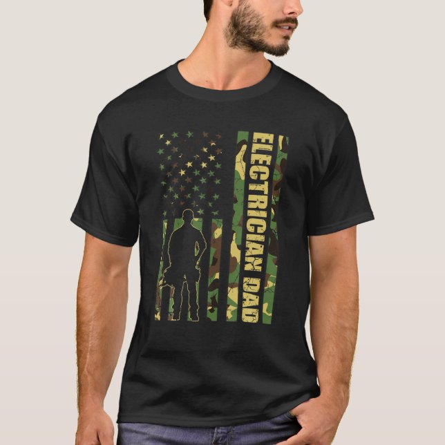 Camiseta Pai Eletrônico da Camouflage, Bandeira Legal Ameri (Frente)