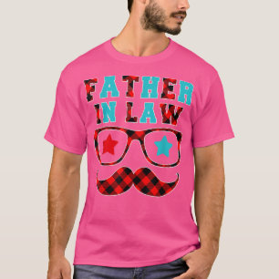 Camiseta Pai Em Lei Óculos Engraçados De Xadrez Vermelha Ba