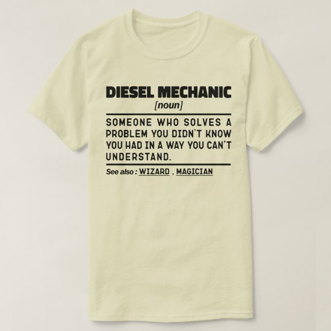 Camiseta Pai Engraçado de Noun Profissional Mecânico Diesel (Frente do Design)