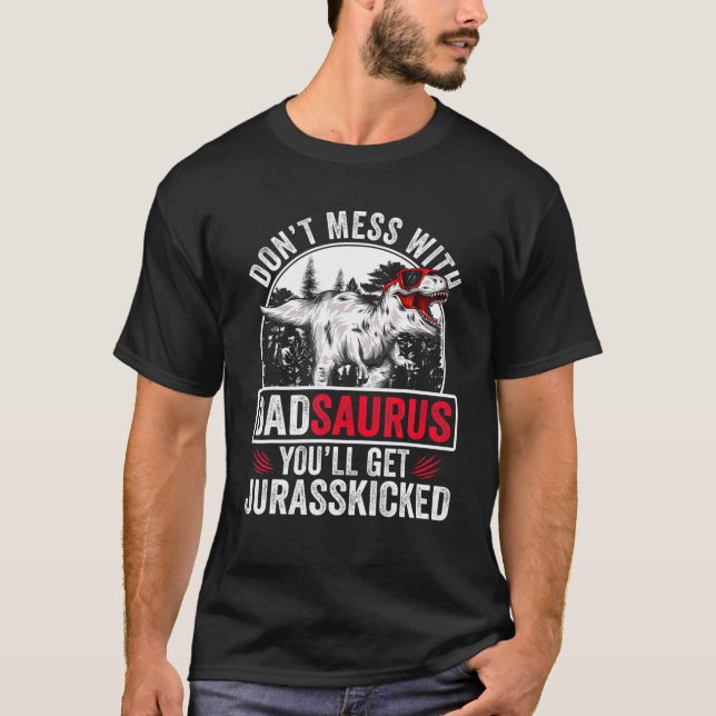 Camiseta Pai Engraçado Dinossauros Dia de os pais do Pai do (Frente)