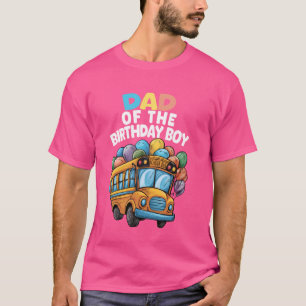 Camiseta Pai Engraçado Do Menino Do Aniversário Ônibus Esco