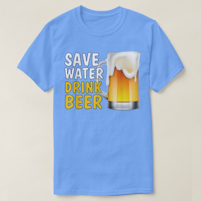 Camiseta Pai Engraçado Economiza Água Beer Beer Engraçado B (Frente do Design)