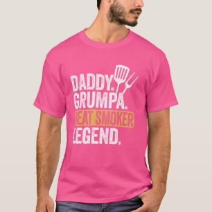 Camiseta Pai Engraçado Legenda de fumante de carne Grumpa L