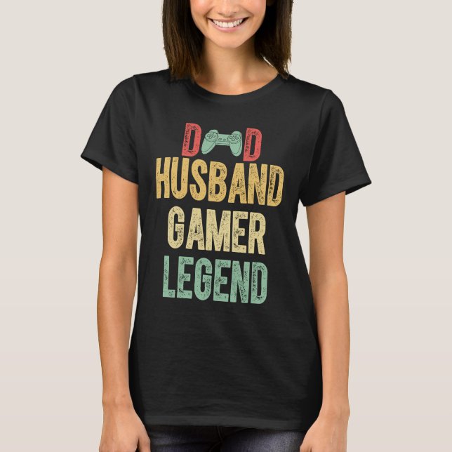 Camiseta Pai Engraçado Marido Gamer Legend Gaming Mens V (Frente)