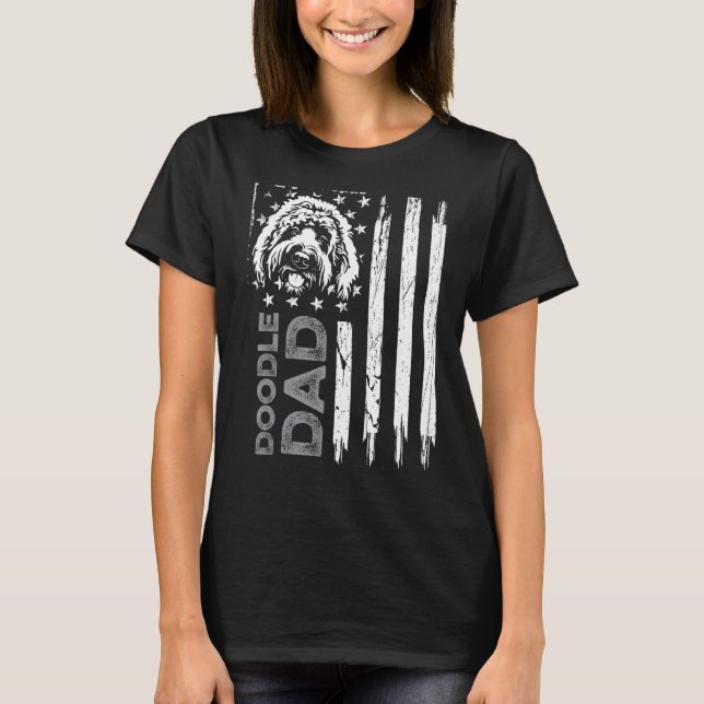Camiseta Pai Engraçado Pai de Goldendoodle (Frente)