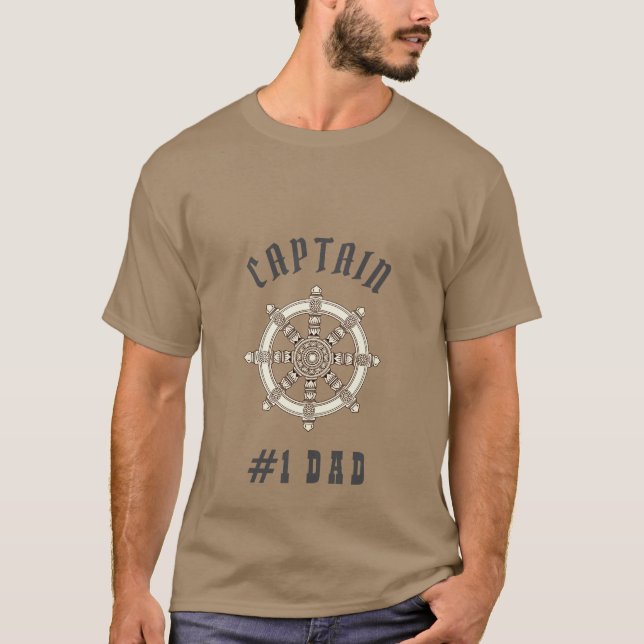 Camiseta Pai Engraçado Pai moderno Padre Capitão Black Khak (Frente)