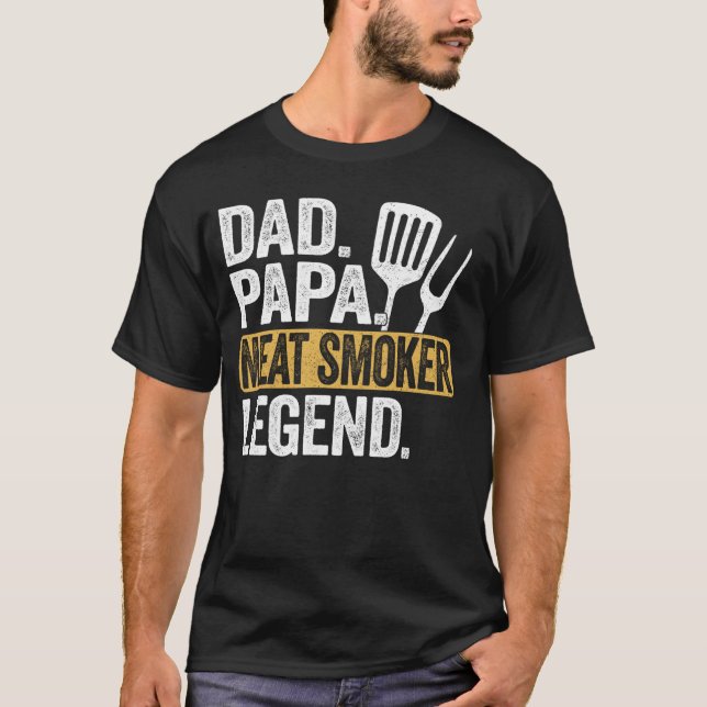 Camiseta Pai Engraçado Papá Carne Legenda Fumante Legal Ret (Frente)