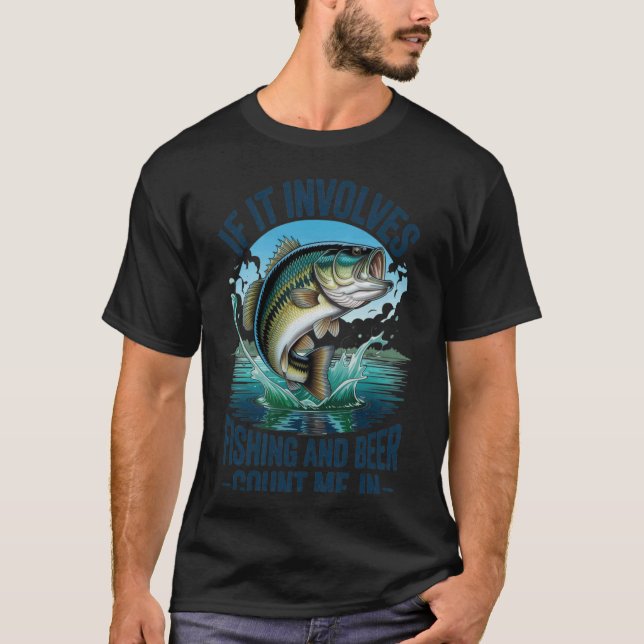 Camiseta Pai Engraçado Se Envolve Pesca e Cerveja Conte Com (Frente)