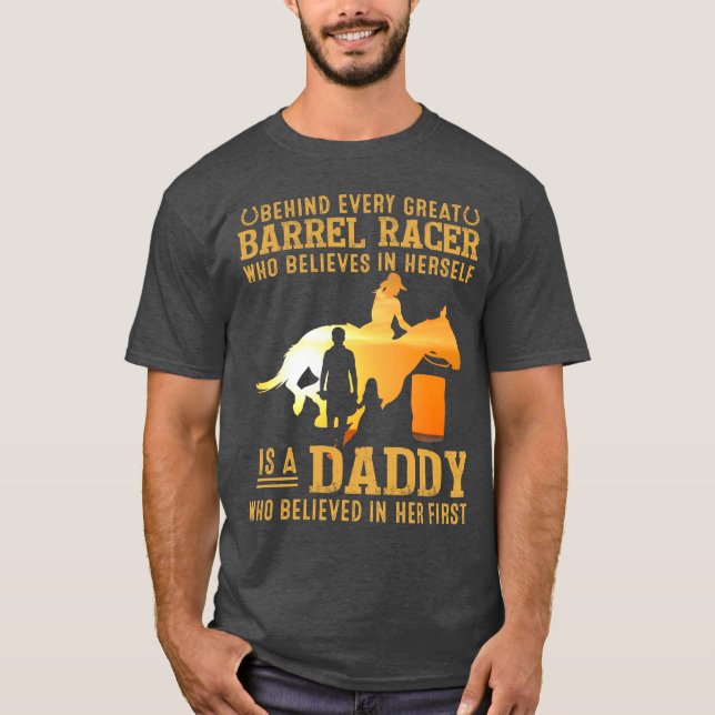 Camiseta Pai Equestre dia de os pais, pai de Barrel (Frente)