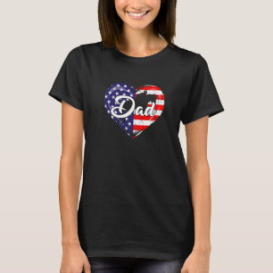 Camiseta Pai Equestre Patriótico dos Mens - Coração America