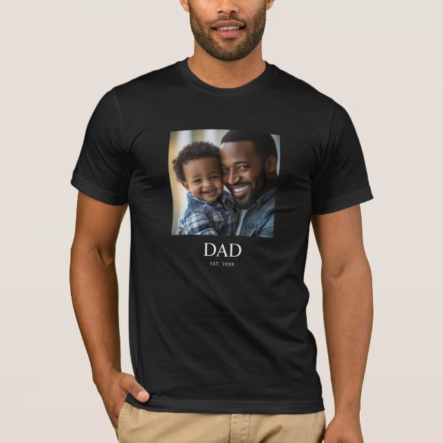Camiseta Pai Estabeleceu Foto Simples  (Frente)