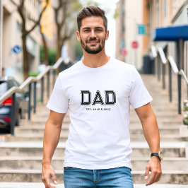 Camiseta Pai Estabeleceu Tipografia Moderna Simples Branco