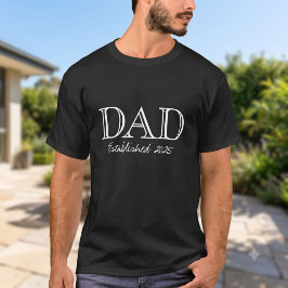 Camiseta Pai Estabelecido Negrito Texto Branco Preto