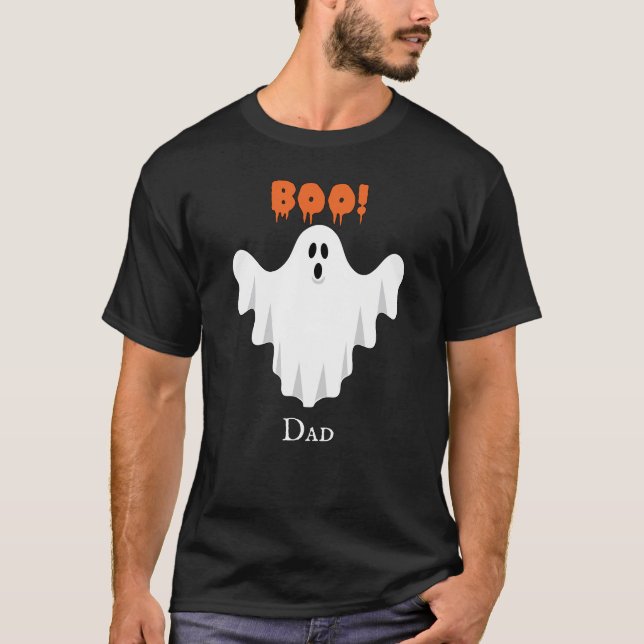 Camiseta Pai Fantasma Bonito do Boo Halloween (Frente)