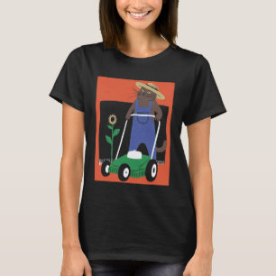 Camiseta Pai Fazendeiro de Gato Engraçado Cortando Gramado