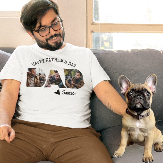 Camiseta Pai Feliz Do Modelo De Foto Do Cão (Criador carregado)