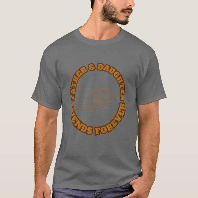 Camiseta Pai Filha Amigos para sempre presente Brown (Frente)
