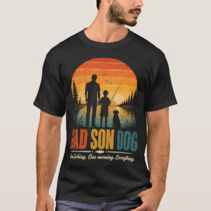 Camiseta Pai Filho Cachorro Pesca Manhã