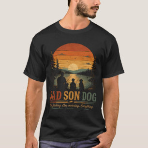 Camiseta Pai Filho Cachorro Pesca Manhã