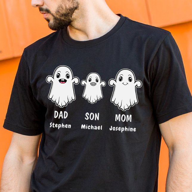 Camiseta Pai Filho E Mãe 3 Pessoa Ghost Family Halloween (Disclaimer: This image is a digital mockup.)