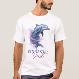 Camiseta Pai Fintastic Modern Rusn Watercolor Chá