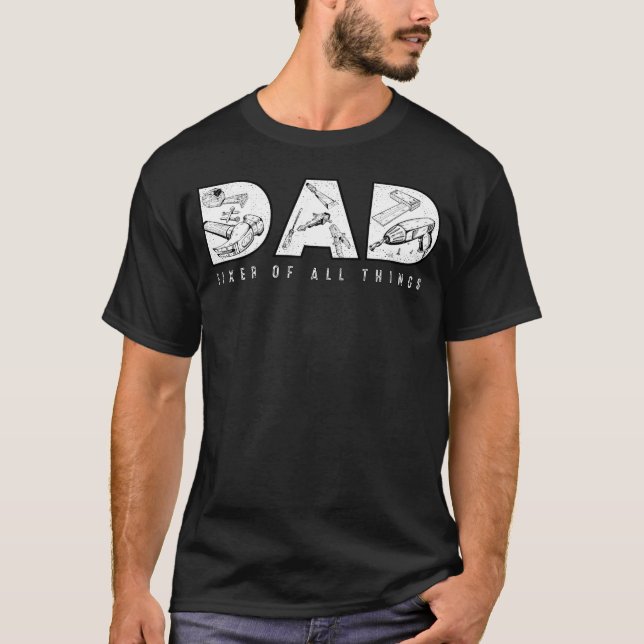 Camiseta Pai Fixador De Todas As Coisas: Feliz Homem De Mão (Frente)