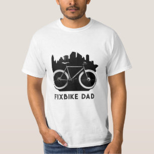 Camiseta Pai Fixbike. bicicleta negra para pais. Cavaleiro