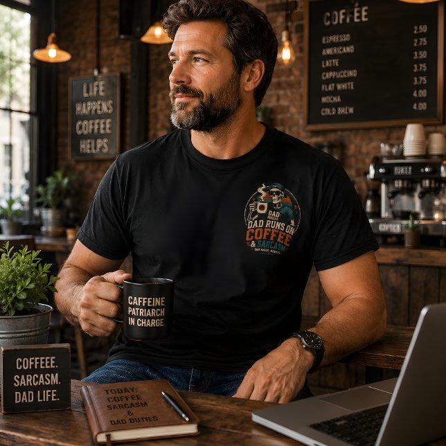 Camiseta Pai Funciona Com Café & Sarcasmo Dia dos Pais Dive (Criador carregado)