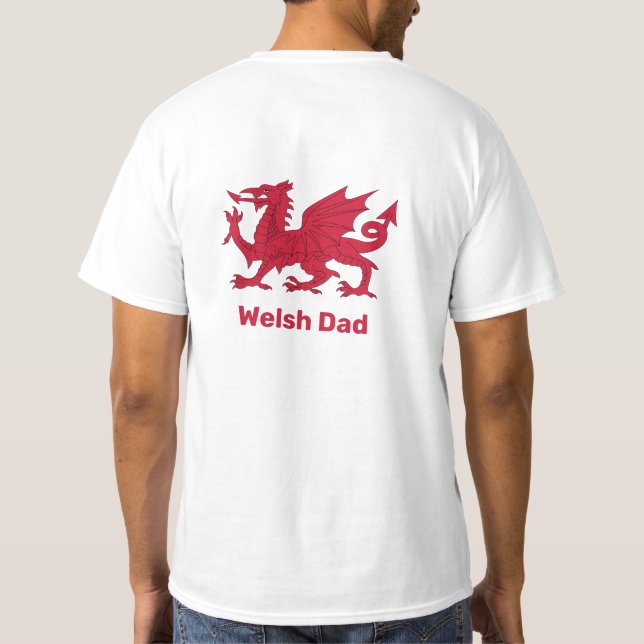 Camiseta Pai galês, Dragão Vermelho e País de Gales, bandei (Verso)