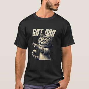 Camiseta Pai Gato Boné de Beisebol do Dia dos Pais Tom Cat 