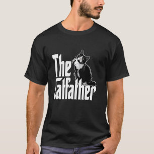 Camiseta Pai Gato Gordura De Gato Branco E Preto