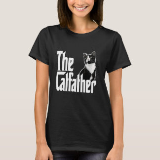 Camiseta Pai Gato O Padrinho do Gato Gato Preto e Branco Fo