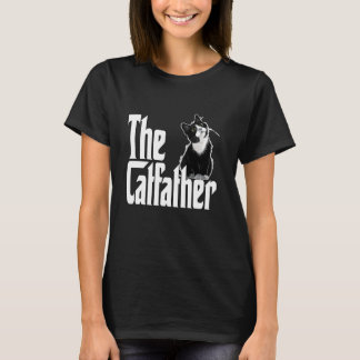 Camiseta Pai Gato O Padrinho do Gato Gato Preto e Branco Fo
