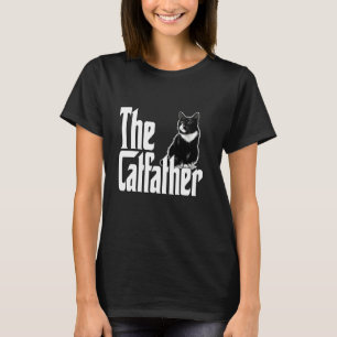 Camiseta Pai Gato O Padrinho do Gato Gato Preto e Branco Pa