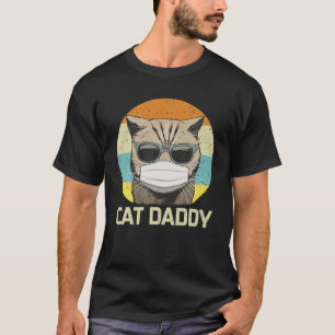 Camiseta Pai Gato Rosto Máscara Óculos de sol Engraçado
