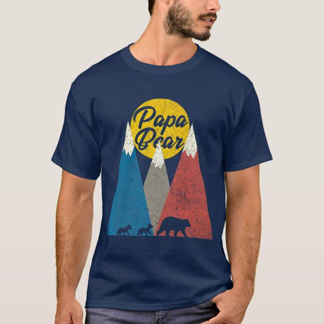 Camiseta Pai Gêmeo Papa Urso Dois Cubs Dia de os pais Prese (Frente)