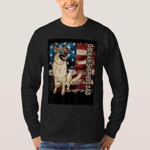 Camiseta Pai German shepherd bonito Bandeira Americana Patr