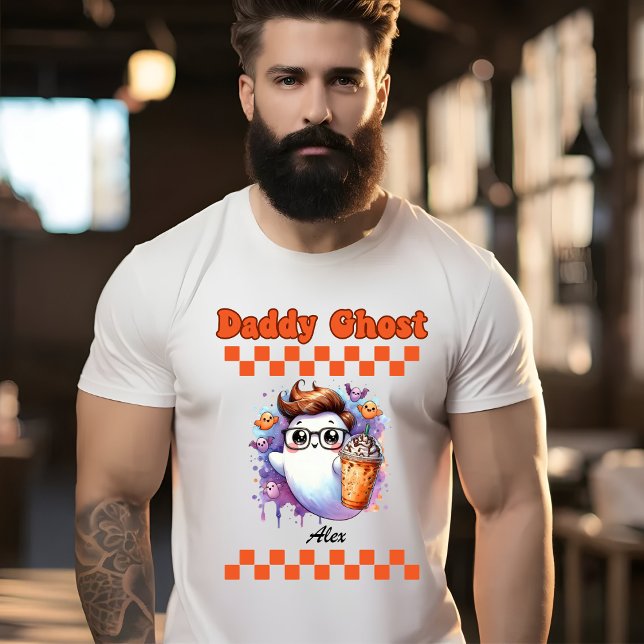 Camiseta Pai Ghost Personalizado Nome Halloween Presente (Criador carregado)