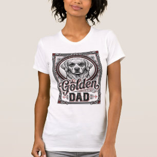 Camiseta Pai Golden Retriever Design de Gravura Vintage_1